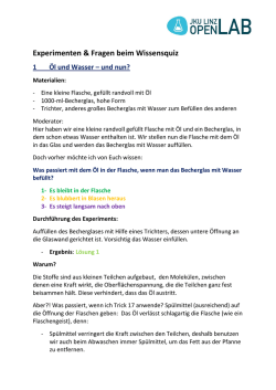 Experimenten & Fragen beim Wissensquiz 1 Öl und Wasser