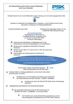 Hersteller vertraut auf die sehr gute und flexible Zusammenarbeit mit