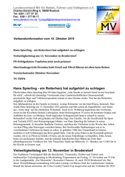 Hans Spierling - ein Reiterherz hat aufgeh&ouml;rt zu
