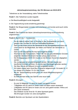Jahreshauptversammlung des VfL B&ouml;rnsen am 29.03.2015