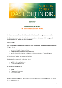 Information zum Seminar Lichtheilung erleben