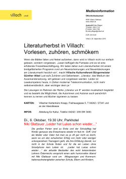 Literaturherbst in Villach: Vorlesen, zuhören, schmökern