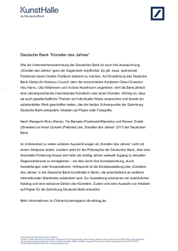 Deutsche Bank “Künstler des Jahres”