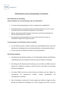 Hilfestellung bei einer Existenzgr&uuml;ndung von K&uuml;nstlern