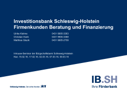 IB.SH Inhouse-Seminar - Bürgschaftsbank Schleswig