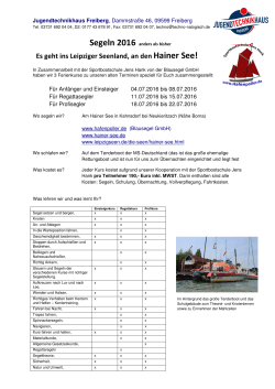 Angebot geändertes Segel-Ferienprogramm 2016 Hainer See