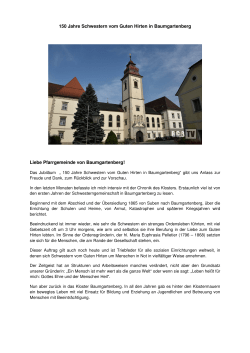 150 Jahre Schwestern vom Guten Hirten in Baumgartenberg Liebe