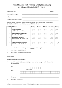 Anmeldung zur Früh-/ Mittag- und Spätbetreuung GS Ailingen