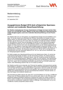 Budget 2016 - Departement Finanzen
