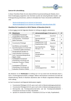 Checkliste für Französisch im 120 LP Master of Education (Fach 2)