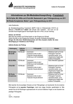 Informationen zur BA-Modulabschlusspr&uuml;fung &ndash; Franz&ouml;sisch