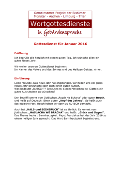 Gottesdienst f&uuml;r Januar 2016 - wgd.kath-gl.de - Holger
