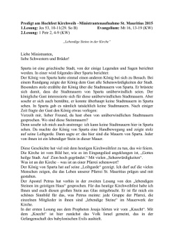 Predigt am Hochfest Kirchweih –Ministrantenaufnahme St. Mauritius