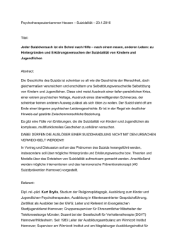 Jeder Suizidversuch ist ein Schrei nach Hilfe &ndash; nach ein