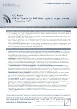 CIO Flash: Chinas Yuan in den IWF