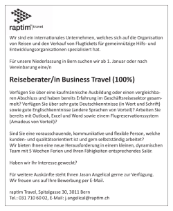 Reiseberater/in Business Travel (100%)
