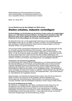 Stellen erhalten, Industrie verteidigen!
