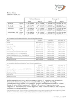 Rhefix Strom Preisblatt ab 01.01.2016