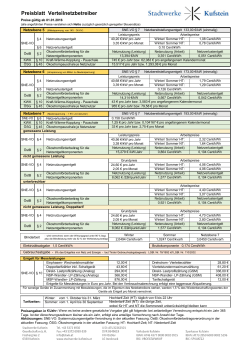 Preisblatt für das Verteilernetz 2016 (Systemnutzungsentgelte)