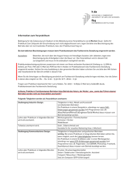 Informationen zum Vorpraktikum