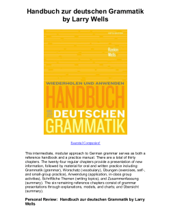Handbuch zur deutschen Grammatik by Larry Wells