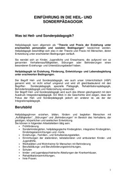 EINF&Uuml;HRUNG IN DIE HEIL- UND SONDERP&Auml;DAGOGIK Was ist Heil