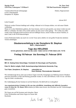 Glaubensvertiefung in der Dompfarre St. Stephan Tage des HEIL