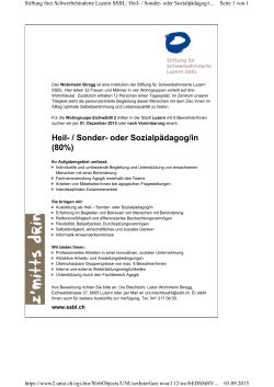 Heil- / Sonder- oder Sozialpädagog/in (80%)