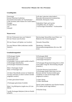Notvorrat für 3 Monate ( für 1 bis 2 Personen) Grundlegendes