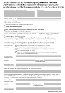 Dokumentationsbogen zur Identifizierung von juristischen Personen