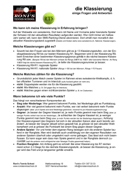 die Klassierungs-FAQ - Roni`s Tennis School