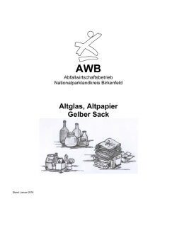Informationsblatt "Altglas, Altpapier und Gelber Sack"