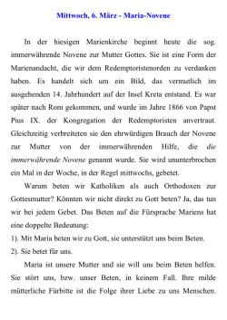 Mittwoch, 6. März - Maria-Novene In der hiesigen Marienkirche