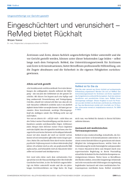 Eingesch&uuml;chtert und verunsichert &ndash; ReMed bietet R&uuml;ckhalt