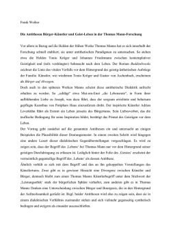Frank Weiher Die Antithesen Bürger-Künstler und Geist