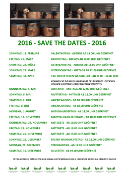 2016 - SAVE THE DATES