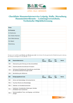 Checkliste Hausmeisterservice Leipzig, Halle, Merseburg