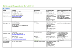 H&uuml;tten und Berggasth&ouml;fe Herbst 2015