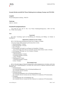 Gesamte Rechtsvorschrift für Wiener Kindergartenverordnung