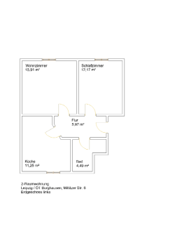 Wohnzimmer Schlafzimmer 15,91 m2 12,17m2 Küche Bad