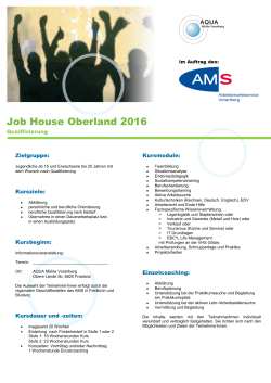 Job House Oberland 2016