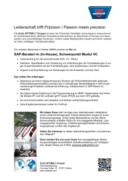 SAP-Berater/-in (In-House), Schwerpunkt Modul VC