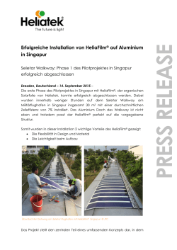 Press Release Singapore Projekt Phase 1 abgeschlossen