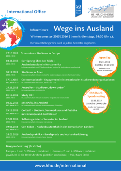 Infoseminare Wege ins Ausland Wintersemester 2015/2016