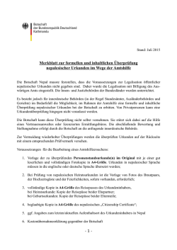 Merkblatt zur formellen und inhaltlichen &Uuml;berpr&uuml;fung nepalesischer