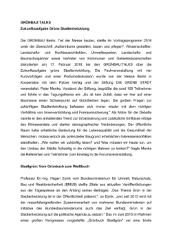 GR&Uuml;NBAU:TALKS Zukunftsaufgabe Gr&uuml;ne
