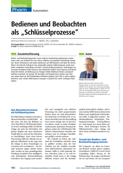 Bedienen und Beobachten als „Schlüsselprozesse“