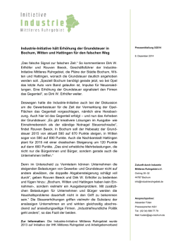 Industrie-Initiative h&auml;lt Erh&ouml;hung der Grundsteuer in Bochum, Witten