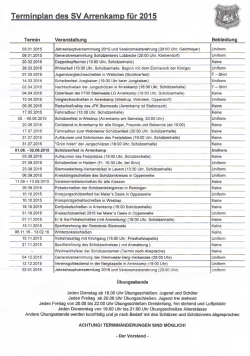 Terminplan Schützenverein