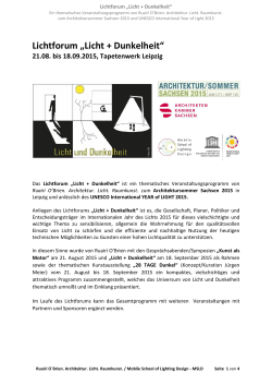 Lichtforum „Licht + Dunkelheit“ - Architektursommer Sachsen 2015